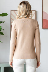 Beige Scallop Hem Square Neck Sweater