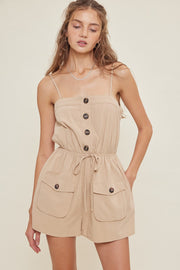 Latte Classic Buttondown Cargo Romper