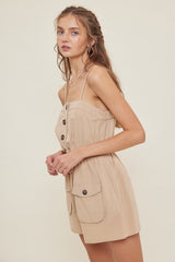 Latte Classic Buttondown Cargo Romper