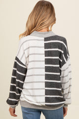 Charcoal Striped Colorblock V-Neck Maternity Sweater