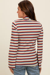 Navy Striped Knit Bell Sleeve Top