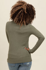 Light Olive V-Neck Long Sleeve Top