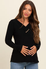 Black V-Neck Long Sleeve Maternity Top