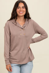 Mocha Hooded Long Sleeve Top