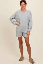 Heather Grey Long Sleeve Short Set