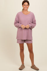 Mauve Long Sleeve Short Maternity Set