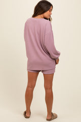 Mauve Long Sleeve Short Maternity Set