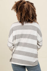 Charcoal Striped Colorblock Sleeve Top