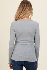 Heather Grey Lettuce Hem Maternity Henley