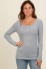 Heather Grey Lettuce Hem Henley