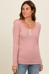 Mauve Lettuce Hem Henley