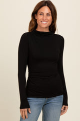 Black Mock Neck Long Sleeve Maternity Top