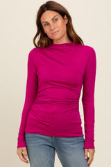 Fuchsia Mock Neck Long Sleeve Top