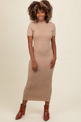 Mocha Knit Short Sleeve Midi Dress