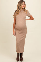 Mocha Knit Short Sleeve Maternity Midi Dress