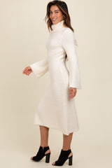 Ivory Turtleneck Bell Sleeve Sweater Dress