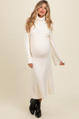 Ivory Turtleneck Bell Sleeve Maternity Sweater Dress