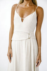 Light Sand Monochromatic Heathered A-Line Dress