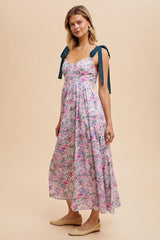 Emerald Lavender Darling Cotton Floral Maxi Dress