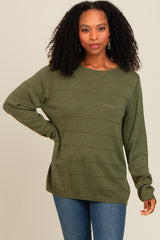 Olive Knit Stitch Detail Long Sleeve Maternity Sweater Top