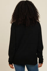 Black Knit Stitch Detail Long Sleeve Sweater Top