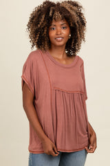 Rust Flutter Sleeve Top