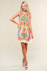 Ivory Multi Printed Halter Dress