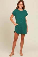 Forest Green Ribbed Round Hem Maternity Dress