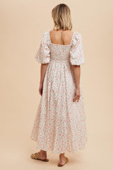 Pink Rose Floral Cotton Maxi Dress