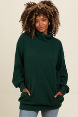 Forest Green Brushed Knit Cowl Neck Pullover