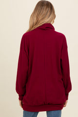 Burgundy Brushed Knit Cowl Neck Maternity Pullover