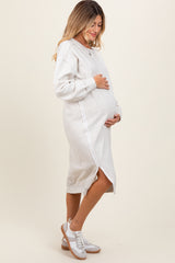 Heather Beige Maternity Sweatshirt Midi Dress