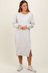 Heather Beige Maternity Sweatshirt Midi Dress