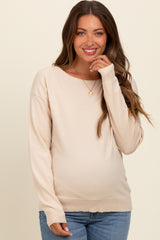 Cream Basic Boatneck Maternity Sweater