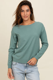 Light Teal Basic Boatneck Sweater