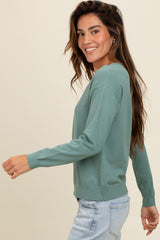 Light Teal Basic Boatneck Sweater