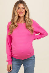 Fuchsia Basic Boatneck Maternity Sweater