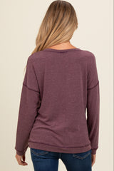 Plum Stitch Detail Maternity Long Sleeve Top