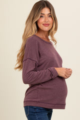 Plum Stitch Detail Maternity Long Sleeve Top