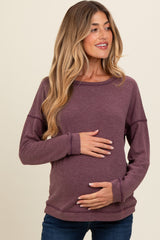 Plum Stitch Detail Maternity Long Sleeve Top