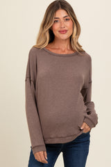 Mocha Stitch Detail Maternity Long Sleeve Top