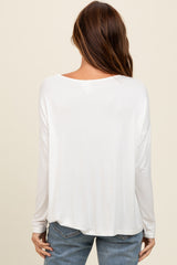 Ivory Drop Shoulder Long Sleeve Top