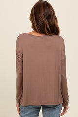 Mocha Drop Shoulder Long Sleeve Top