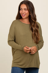 Olive Drop Shoulder Maternity Long Sleeve Top