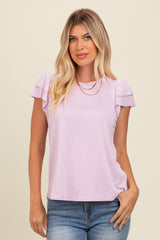 Lavender Ruffle Short Sleeve Maternity Top