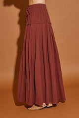 Sepia Drawstring Pleated Skirt