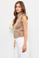 Mocha Zip Up Knit Top