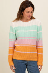 Mint Green Mixed Stripe Maternity Sweater