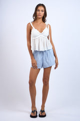 Blue Checker Print Shorts