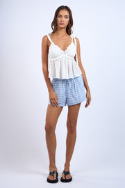 Blue Checker Print Shorts